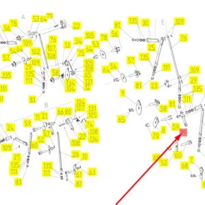 Oryginalna dźwinia regualcji klepiska o numerze katalogowym 101458050, stosowana w kombajnach zbożowych marki Rostselmash schemat.