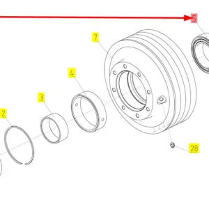 Oryginalna łożysko stożkowe o numerze katalogowym 101459297, stosowane w kombajnach zbożowych marki Rostselmash schemat.