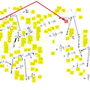 Oryginalny drążek regulacji klepiska o numerze katalogowym 101459440, stosowany w kombajnach zbożowych marki Rostselmash schemat.