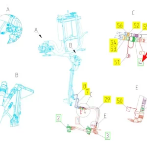 Oryginalne złącze hydrauliczne o numerze katalogowym 101463790, stosowane w kombajnach zbożowych marki Rostselmash schemat.
