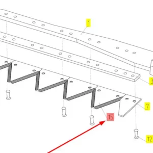 Oryginalny nóż kosy o numerze katalogowym 101473561, stosowany w hederach kombajnów zbożowych marki Rostselmash. Schemat
