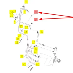 Oryginalny zacisk przewodu o numerze katalogowym 101474375, stosowany w kombajnach zbożowych marki Rostselmash. schemat