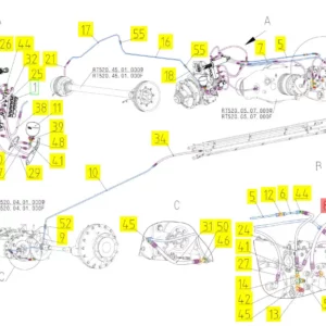 Oryginalny przewód hydrauliczny o numerze katalogowym 101477350, stosowany w kombajnach zbożowych marki Rostselmash schemat.