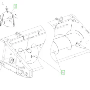 Oryginalne mocowanie ślimaka hederu o numerze katalogowym 101482958, stosowane w hederach zbożowych marki Rostselmash. schemat