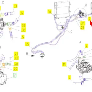 Oryginalny przewód hydrauliczny o numerze katalogowym 101483291, stosowany w kombajnach zbożowych marki Rostselmash schemat.