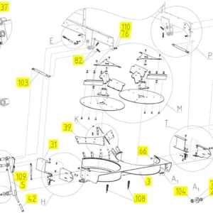 Oryginalna dźwignia rozrzutnika plew o numerze katalogowym 101488530, stosowana w kombajnach zbożowych marki Rostselmash schemat.