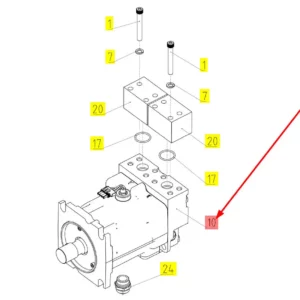 Oryginalny silnik hydrauliczny o numerze katalogowym 101495289, stosowany w kombajnach zbożowych marki Rostselmash schemat.
