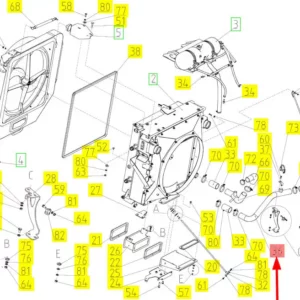 Oryginalna rura kolankowa gumowa o numerze katalgoowym 101498753, stosowana w kombajnach zbożowych marki Rostselmash- schemat.