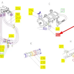 Oryginalny przewód hydrauliczny wysokociśnieniowy o numerze katalogowym 101509489, stosowany w kombajnach zbożowych marki Rostselmash schemat.
