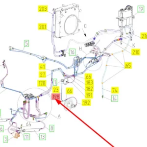 Oryginalny przewód hydrauliczny o numerze katalogowym 101510571, stosowany w kombajnach zbożowych marki Rostselmash schemat.