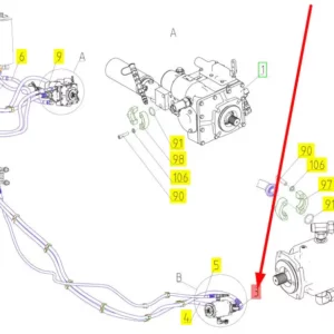 Oryginalny przewód hydrauliczny o numerze katalogowym 101513974, stosowany w kombajnach zbożowych marki Rostselmash schemat.