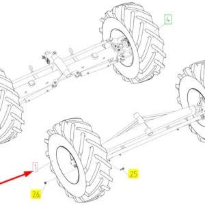 Oryginalne koło tylne o numerze katalogowym 101517249, stosowane w kombajnach zbożowych marki Rostselmash schemat.