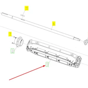Oryginalny, kompletny bęben odrzutnika o numerze katalogowym 101522868, stosowany w kombajnach zbożowych marki Rostselmash.-schemat