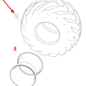 Oryginalna opona przednia o numerze katalogowym 101523143, stosowana w kombajnach zbożowych marki Rostselmash schemat.