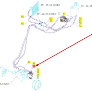 Oryginalny przewód hydrauliczny o numerze katalogowym 101529105, stosowany w kombajnach zbożowych marki Rostselmash schemat.