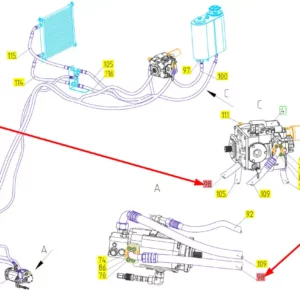 Oryginalny przewód hydrauliczny o numerze katalogowym 101529112, stosowany w kombajnach zbożowych marki Rostselmash schemat.