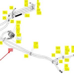 Oryginalny przewód hydrauliczny o numerze katalogowym 101536562, stosowany w kombajnach zbożowych marki Rostselmash schemat.