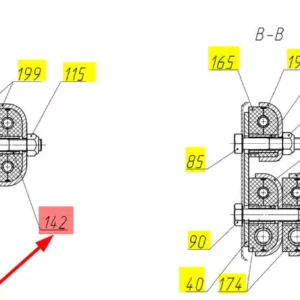 Oryginalna tuleja o numerze katalogowym 101545860, stosowana w hederach i kombajnach zbożowych marki Rostselmash- schemat.