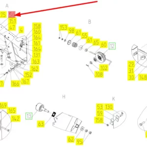 Oryginalny element mocujący o numerze katalogowym 101545922, stosowany w kombajnach zbożowych marki Rostselmash schemat.
