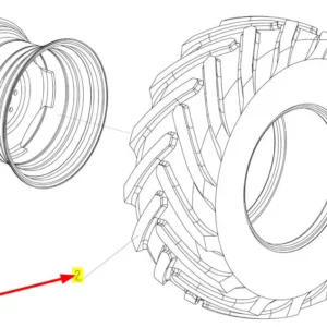 Oryginalna opona przednia o numerze katalogowym 101548772, stosowana w kombajnach zbożowych marki Rostselmash schemat.