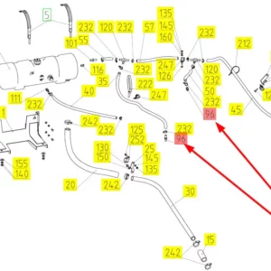 Oryginalne złącze przewodów układu chłodzenia o numerze katalogowym 101561280, stosowana w kombajnach zbożowyh marki Rostselmash. schemat