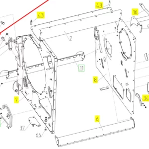 Oryginalny zastrzał osłony młocarni o numerze katalogowym 101561915, stosowany w kombajnach zbożowych marki Rostselmash schemat.