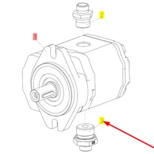 Oryginalny dławik silnika hydraulicznego o numerze katalogowym 101564323, stosowany w kombajnach zbożowych marki Rostselmash schemat.