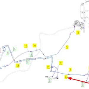 Oryginalny przewód hydrauliczny o numerze katalogowym 101582346, stosowany w kombajnach zbożowych marki Rostselmash schemat.