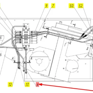 Oryginalny przewód hydrauliczny o numerze katalogowym 101584723, stosowany w kombajnach zbożowych marki Rostselmash schemat.