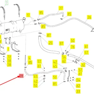 Oryginalny przewód układu chłodzenia o numerze katalogowym 101597086, stosowany w kombajnach zbożowych marki Rostselmash schemat.