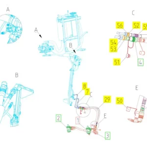 Oryginalne złącze hydrauliczne o numerze katalogowym 101601087, stosowane w kombajnach zbożowych marki Rostselmash schemat.