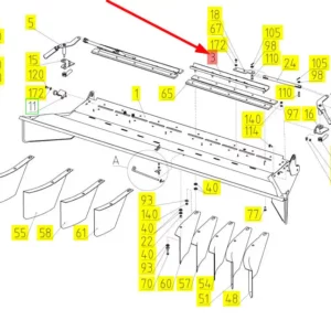 Oryginalne mocowanie delfektora pokosu o numerze katalogowym 101604908, stosowane w kombajnach zbożowych marki Rostselmash schemat.