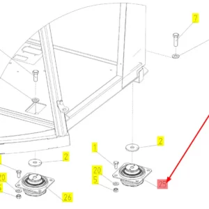 Oryginalna poduszka zawiesznia kabiny o numerze katalogowym 101607111, stosowana w kombajnach zbożowych marki Rostselmash schemat.