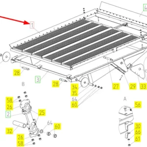 Oryginalne sito dolne o numerze katalogowym 101612429, stosowane w kombajnach zbożowych marki Rostselmash schemat.