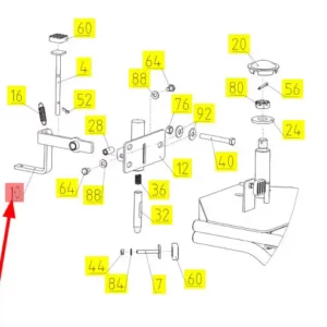 Oryginalna dźwignia drabinki o numerze katalogowym 101612612, stosowana w kombajnach zbożowych marki Rostselmash schemat