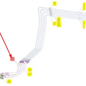 Oryginalny przewód hydrauliczny o numerze katalogowym 101613590, stosowany w kombajnach zbożowych marki Rostselmash schemat