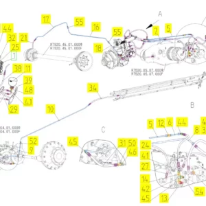 Oryginalny przewód hydrauliczny o numerze katalogowym 101616636, stosowany w kombajnach zbożowych marki Rostselmash schemat.