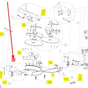 Oryginalne mocowanie rozrzutnika plew o numerze katalogowym 101618463, stosowane w kombajnach zbożowych marki Rostselmash schemat.