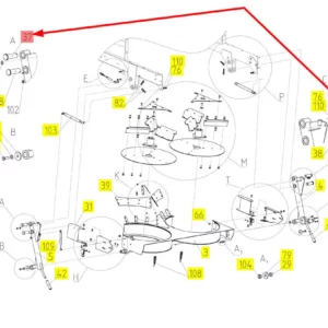 Oryginalny sworzeń dźwigni o numerze katalogowym 101619408, stosowany w kombajnach zbożowych marki Rostselmash schemat.