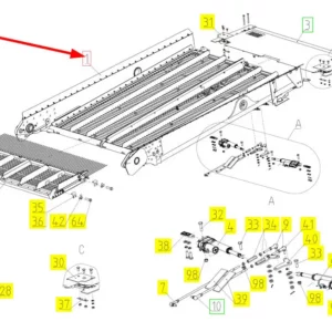 Oryginalne sito górne kompletne o numerze katalogowym 101624570, stosowane w kombajnach zbożowych marki Rostselmash schemat.