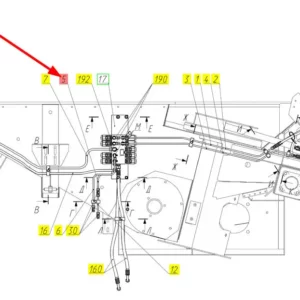 Oryginalny przewód hydrauliczny o numerze katalogowym 101625834, stosowany w kombajnach zbożowych marki Rostselmash schemat.