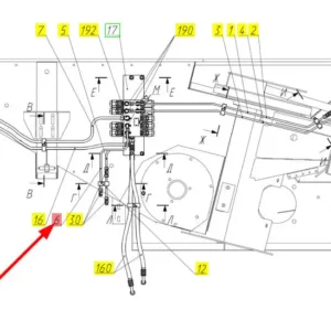 Oryginalny przewód hydrauliczny o numerze katalogowym 101625876, stosowany w kombajnach zbożowych marki Rostselmash schemat.