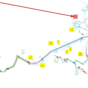 Oryginalny przewód hydrauliczny o numerze katalogowym 101626743, stosowany w kombajnach zbożowych marki Rostselmash schemat.