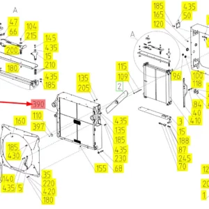 Oryginalna chłodnica o numerze katalogowym 101627080, stosowana w kombajnach zbożowych marki Rostselmash schemat.