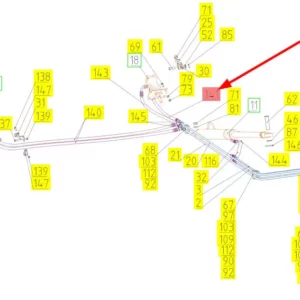 Oryginalny przewód hydrauliczny o numerze katalogowym 101628043, stosowany w kombajnach zbożowych marki Rostselmash schemat