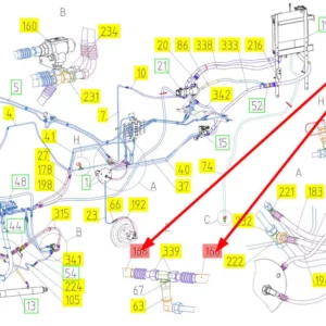 Oryginalna osłona przewodu hydraulicznego o numerze katalogowym 101629501, stosowana w kombajnach zbożowych marki Rostselmash schemat.