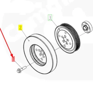 Oryginalna śruba koła pasowego o numerze katalogowym 101630808, stosowana w kombajnach zbożowych marki Rostselmash schemat.
