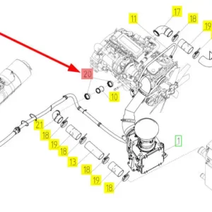 Oryginalny zacisk przewodów układu chłłodzenia o numerze katalogowym 101630863, stosowany w kombajnach zbożowych marki Rostselmash. schemnat