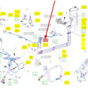 Oryginalny przewód hydrauliczny wysokociśnieniowy o numerze katalogowym 101633036, stosowany w kombajnach zbożowych marki Rostselmash schemat.