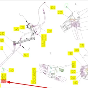 Oryginalny przewód hydrauliczny o numerze katalogowym 101633040, stosowany w kombajnach zbożowych marki Rostselmash schemat